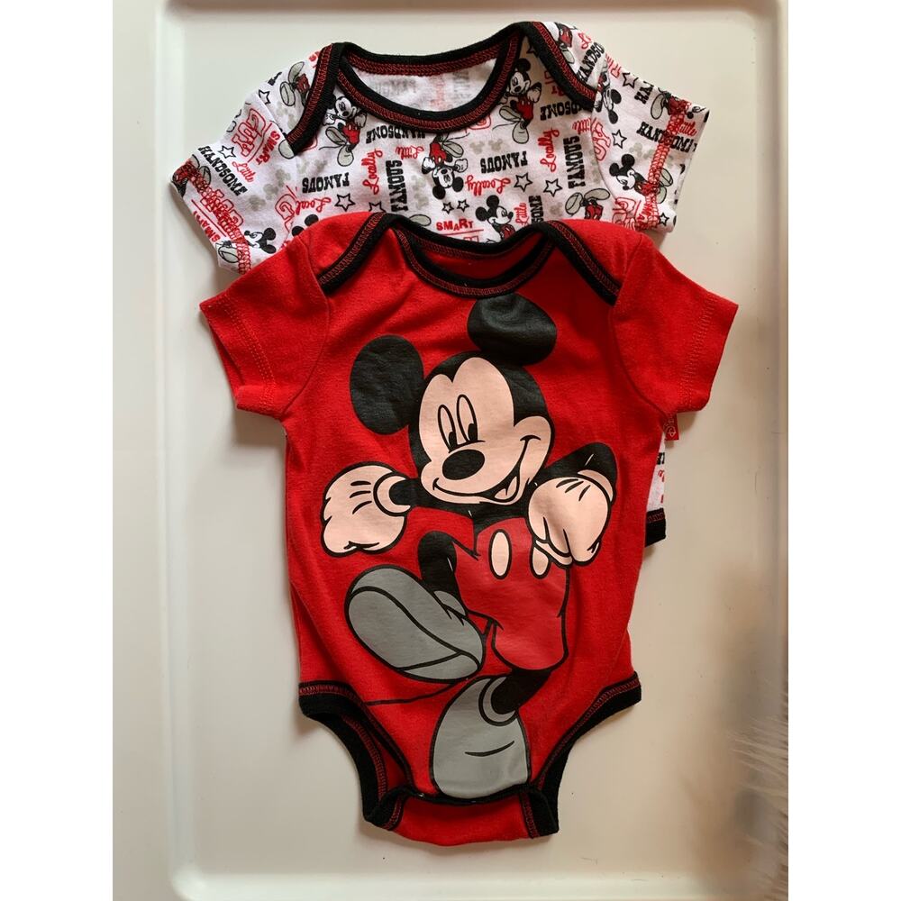 Disney Mickey Mouse one piece baby bodysuit / set of 2 / Size 0 - 3‎ Months